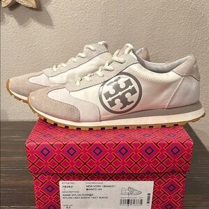 Tory Burch White and Gray Sneakers Athletic Style